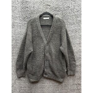 Gelato Pique Homme Textured Fleece V-Neck Cardigan Sweater Dark Gray Mens Size M